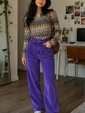 🦋3/$20 BDG Purple Corduroy High-Rise Boho Straight Jeans Petite